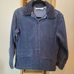 Vtg 90's Victoria Jones Corduroy Womans Removable Faux Fur Collar Petite M